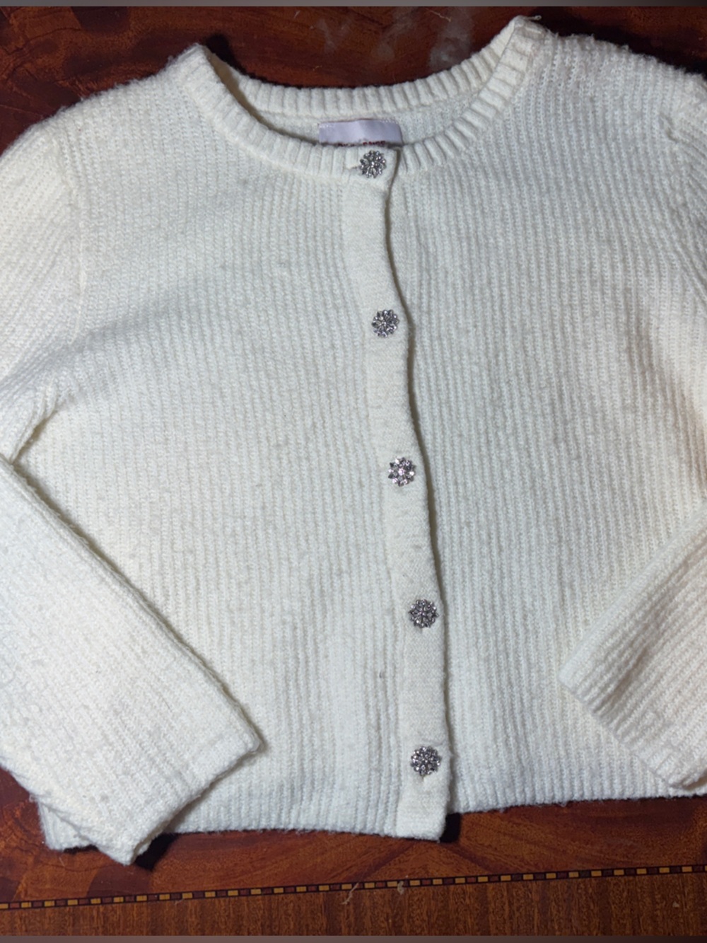 Pink Rose Cream Knit Button-Front Cardigan